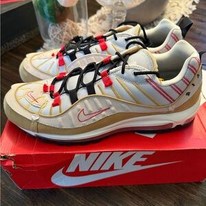 Nike Air Max Sneakers in Tan and Red